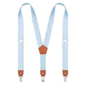Men’s Adjustable Y-Back Suspenders, Light Blue, Heavy Duty Metal Clips 1.4” 👔✨